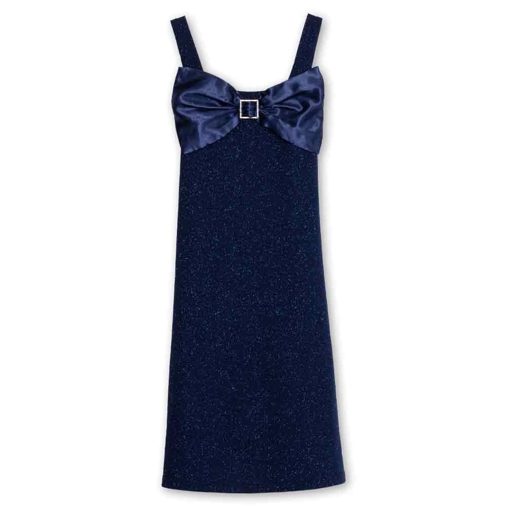 Speechless Girls' Sleeveless Glitter Knit A-Line Party Dress, Navy, 14