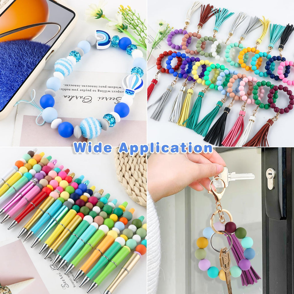 145pcs Silicone Beads 15mm in White - Ideal for Keychains & Bracelets