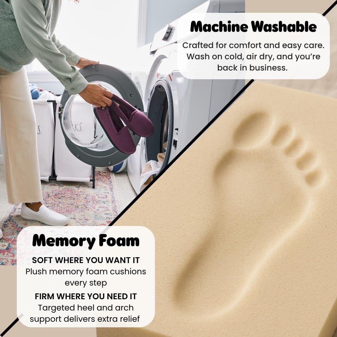 Dearfoams Women's Lightweight Closed Back Slipper, Wide Width, Sleet, 9-10