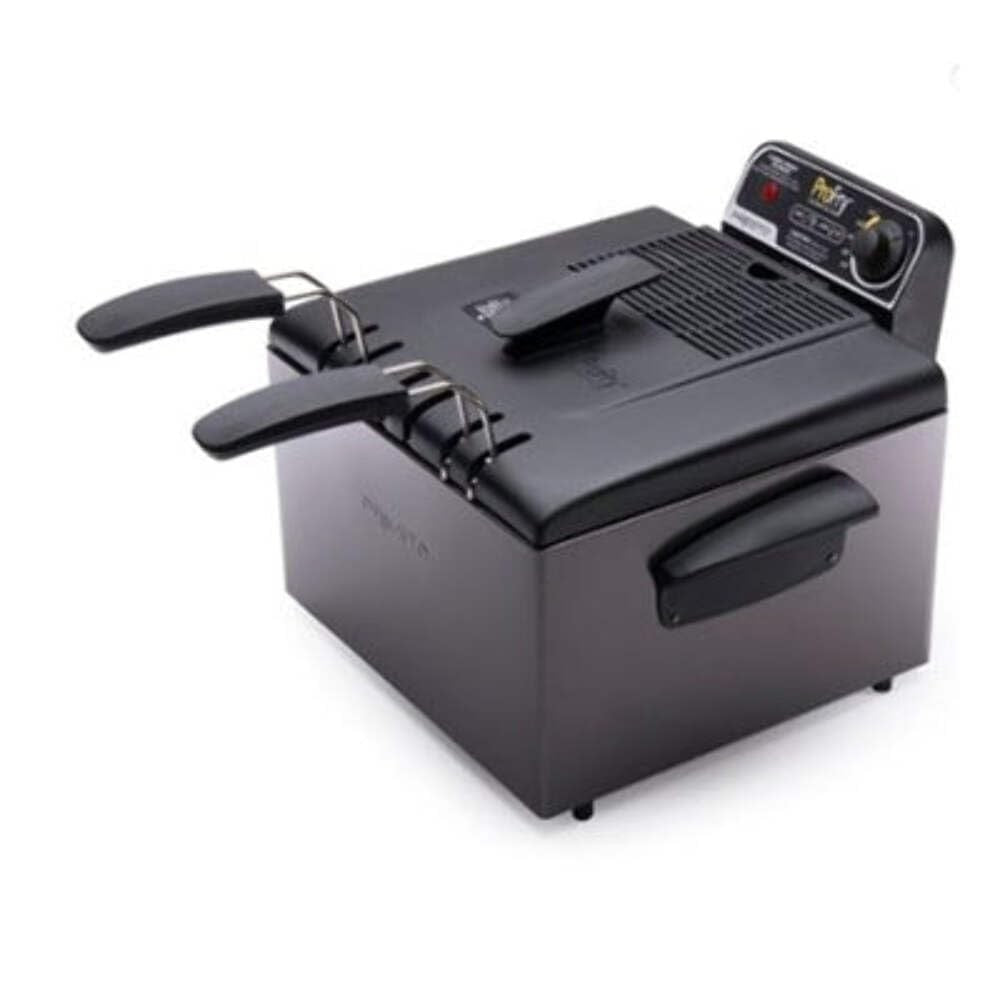 Presto 5 Qt Dual Basket Pro Fry Immersion Element Black Deep Fryer