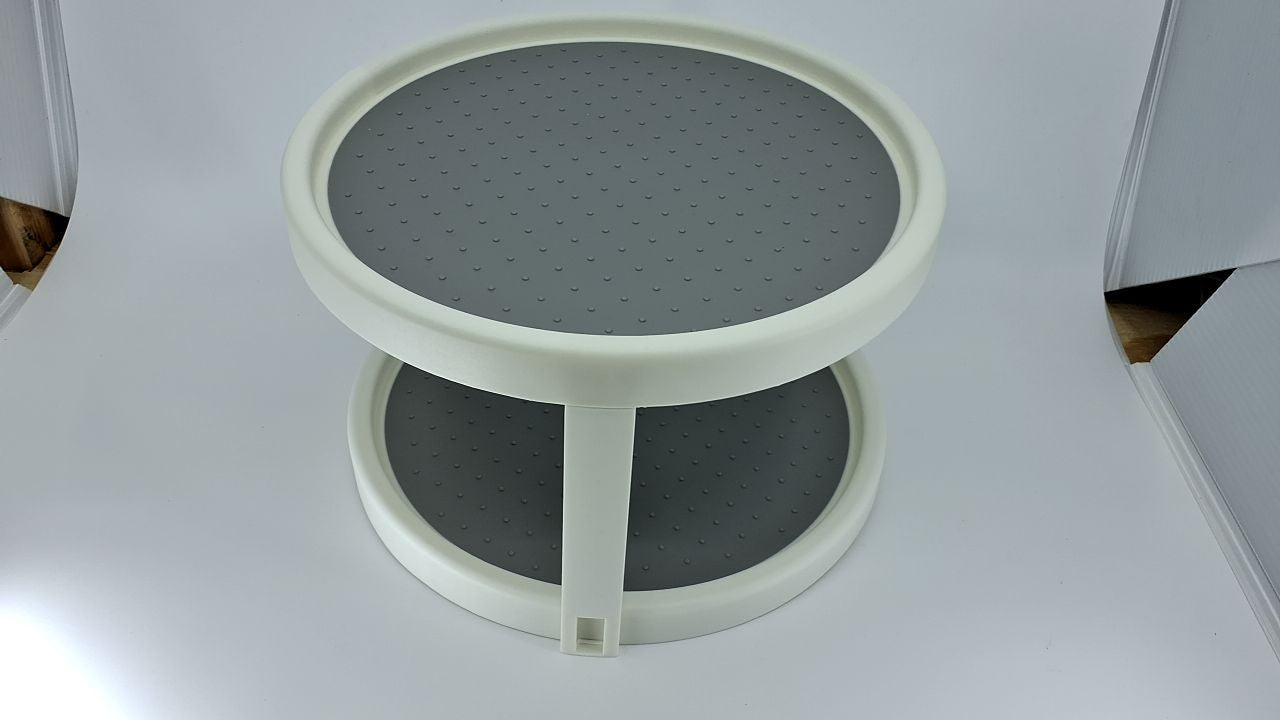 Copco 9 In Lazy Susan Turntables, Non-Skid Set of 2 for Cabinets, White/Gray