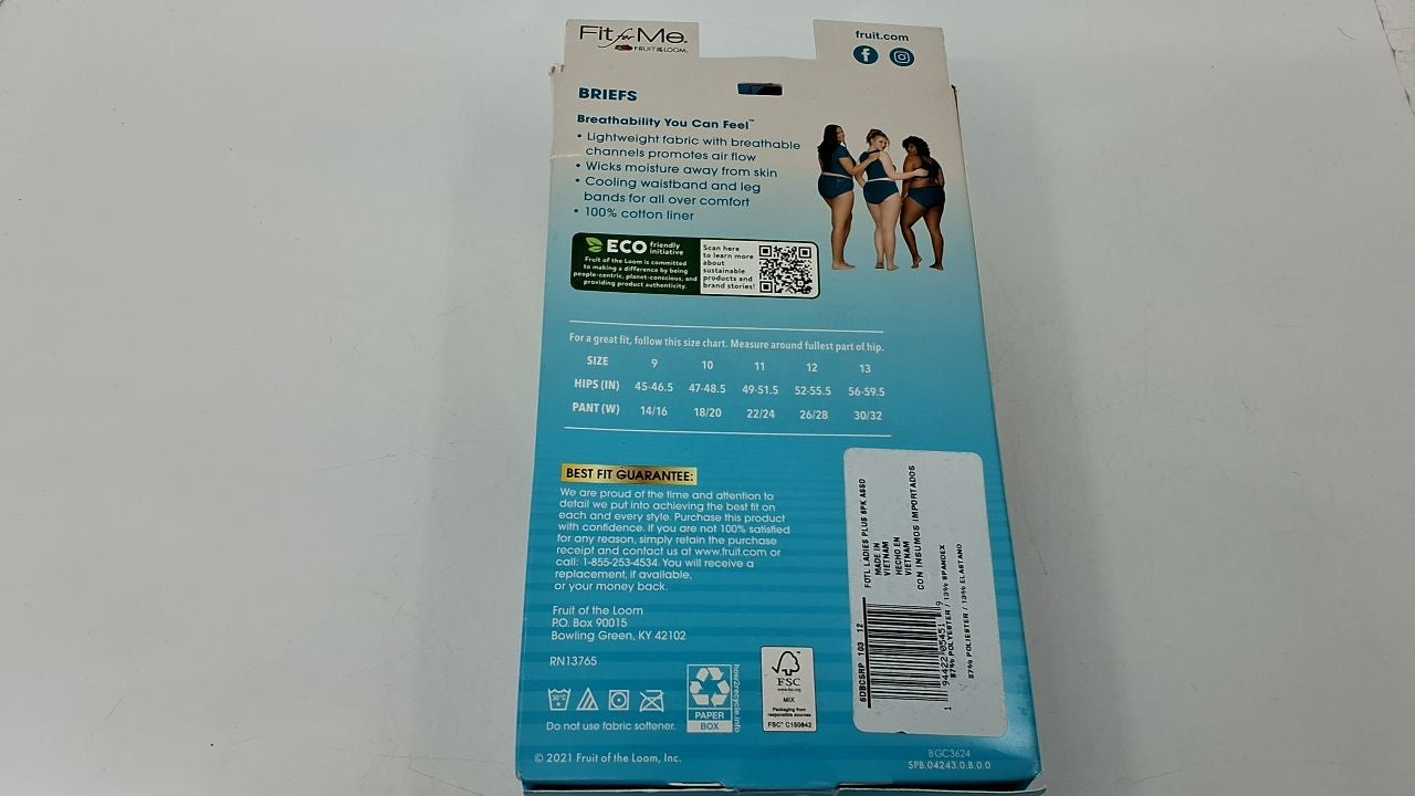 6 Pack Fruit of the Loom Women's Breathable Briefs - Assorted Colors, Size 12