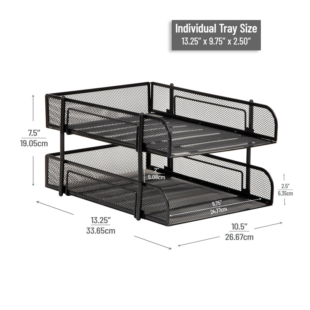 Desktop File Storage Organizer, 2-Tier Metal Mesh, Black, 2 Pcs
