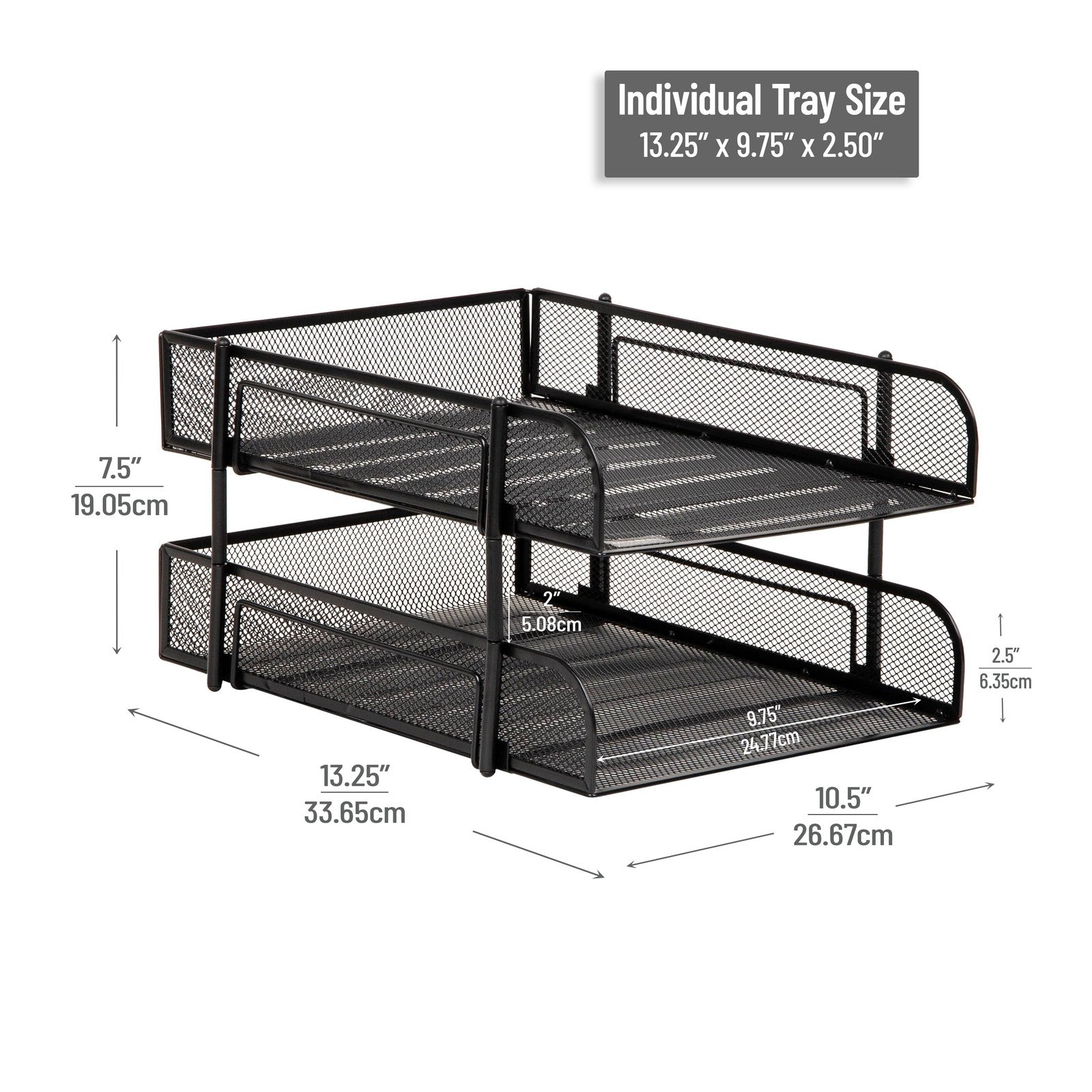 Desktop File Storage Organizer, 2-Tier Metal Mesh, Black, 2 Pcs