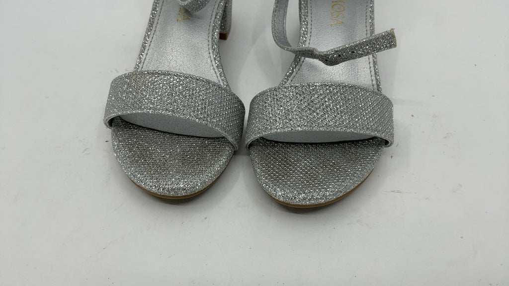 Girls Size 13 Silver Heels with Adjustable Strap for Weddings & Parties