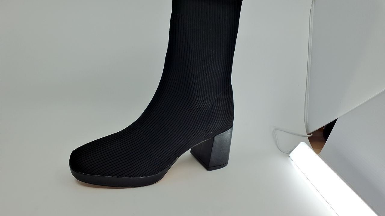 Cushionaire Black Stretch Boots, Comfortable Block Heel, Size 8 Wide