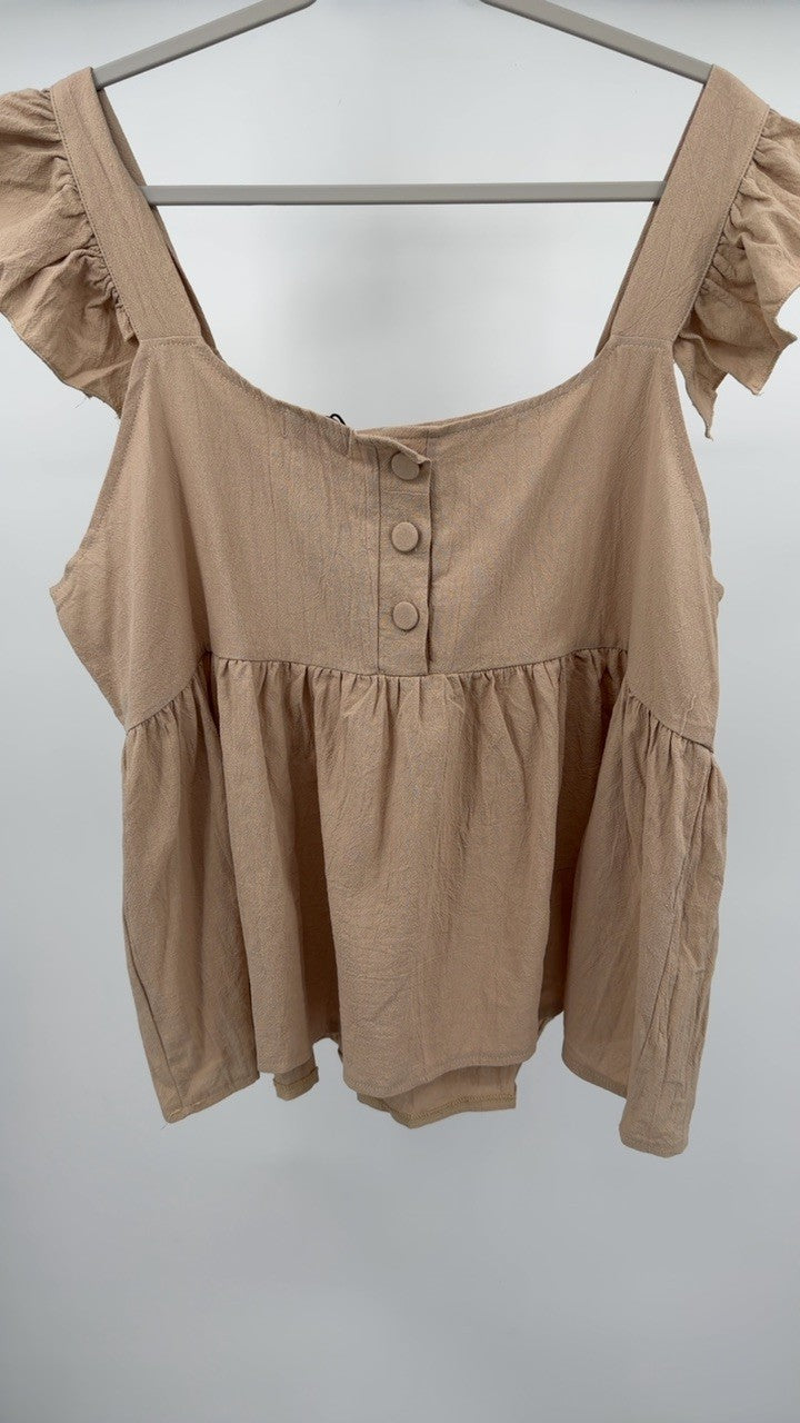 Full Size Ruffled Square Neck Cap Sleeve Blouse