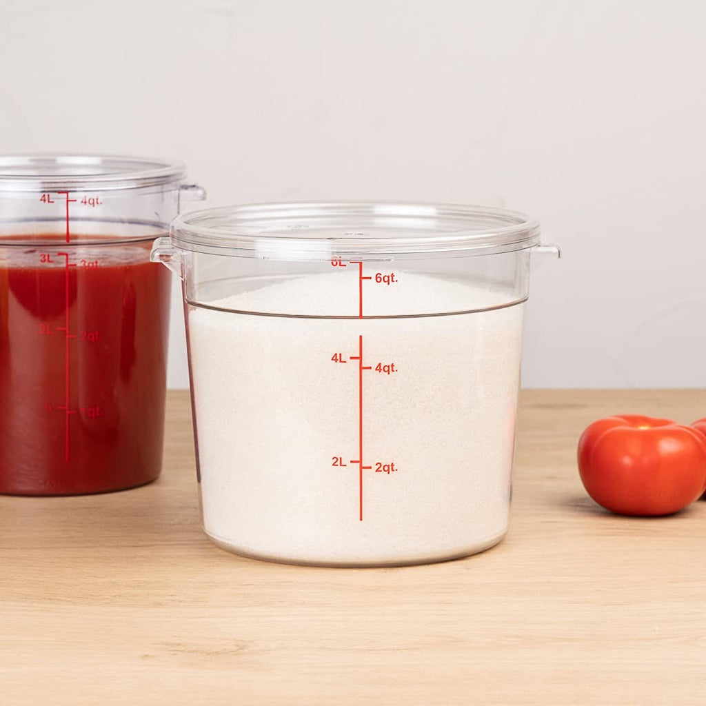 Commercial 6 Qt Food Storage Container - Clear Plastic, Scratch Resistant