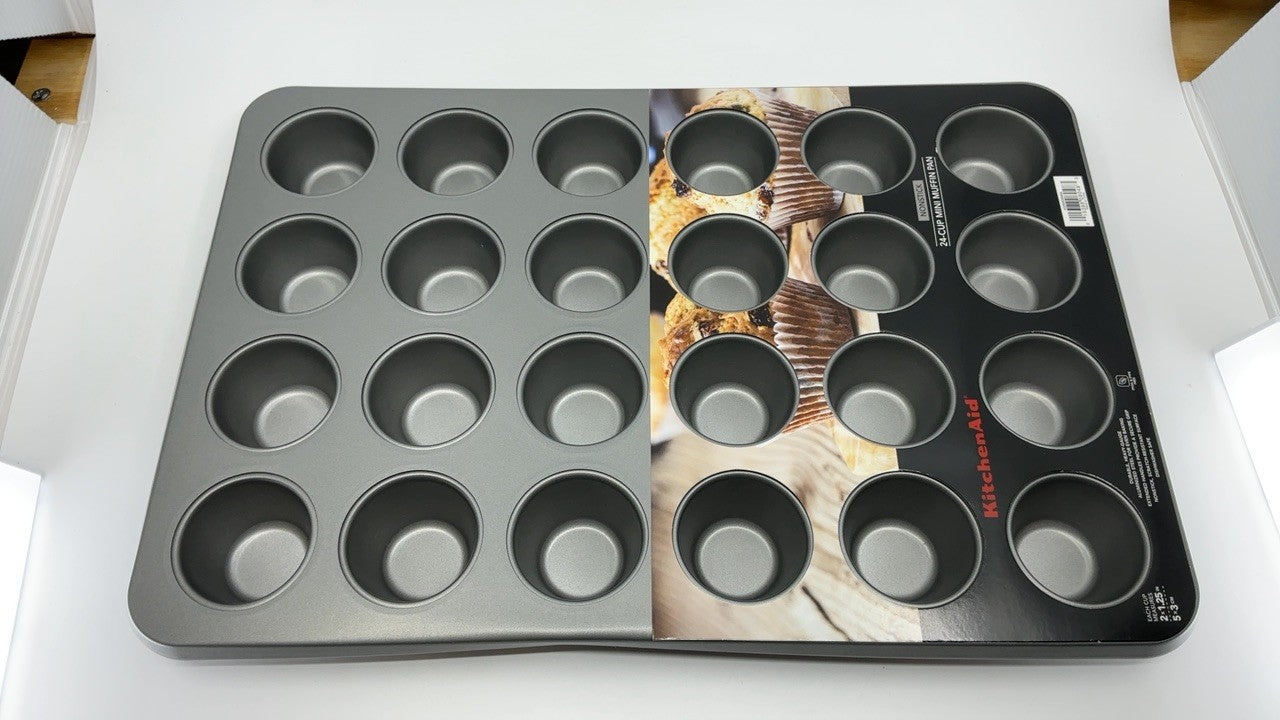 KitchenAid 24-Cup Nonstick Aluminized Steel Mini Muffin Pan, Contour Silver