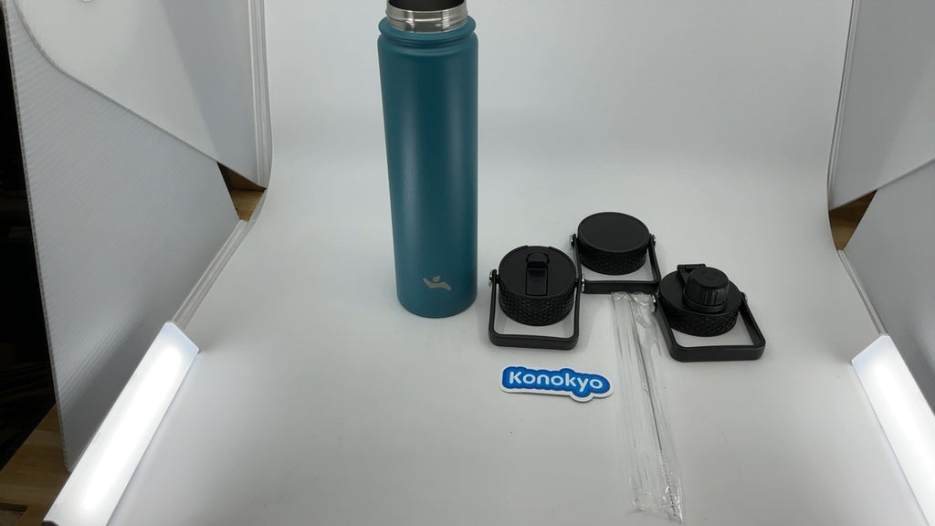Konokyo 24oz Sport Insulated Water Bottle, Stainless Steel, Light Blue