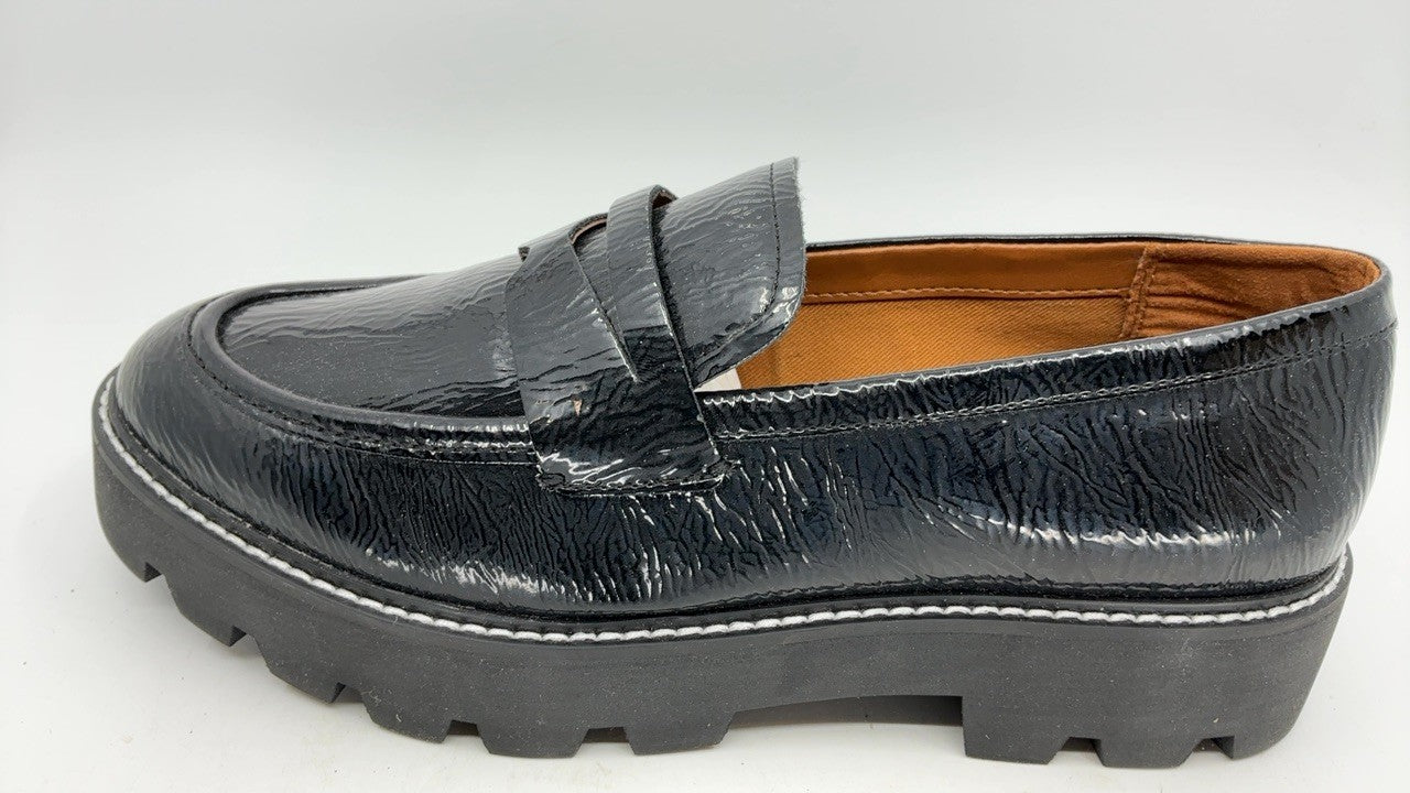 Franco Sarto Womens Balin Lug Sole Chunky Loafer, Black, 9.5 Wide US
