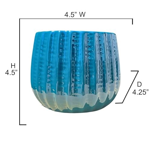 Lightweight 4" Ceramic Planter Pot - Turquoise, Indoor/Outdoor Use