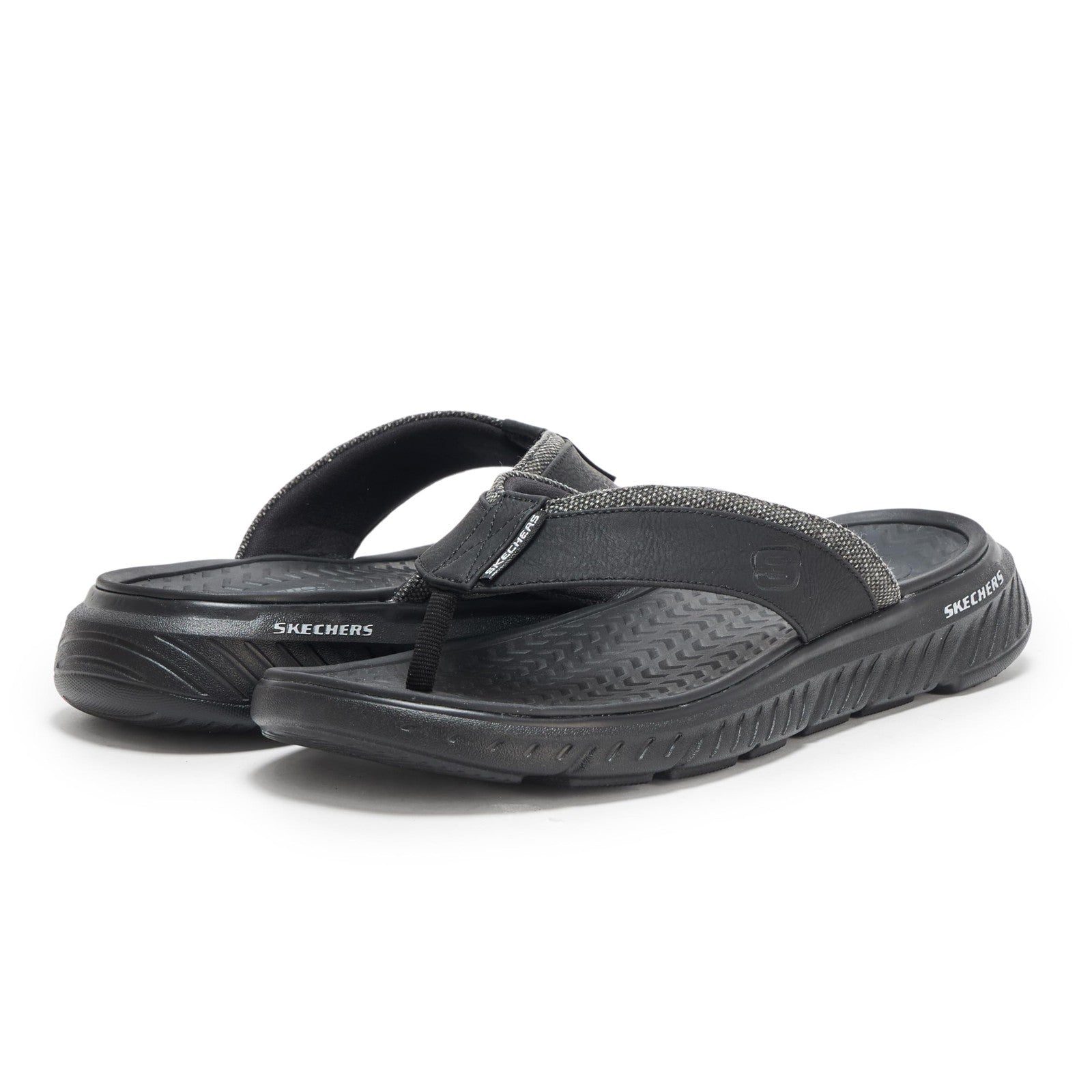 Skechers Men's Harver Thong Sandal, BBK, 12