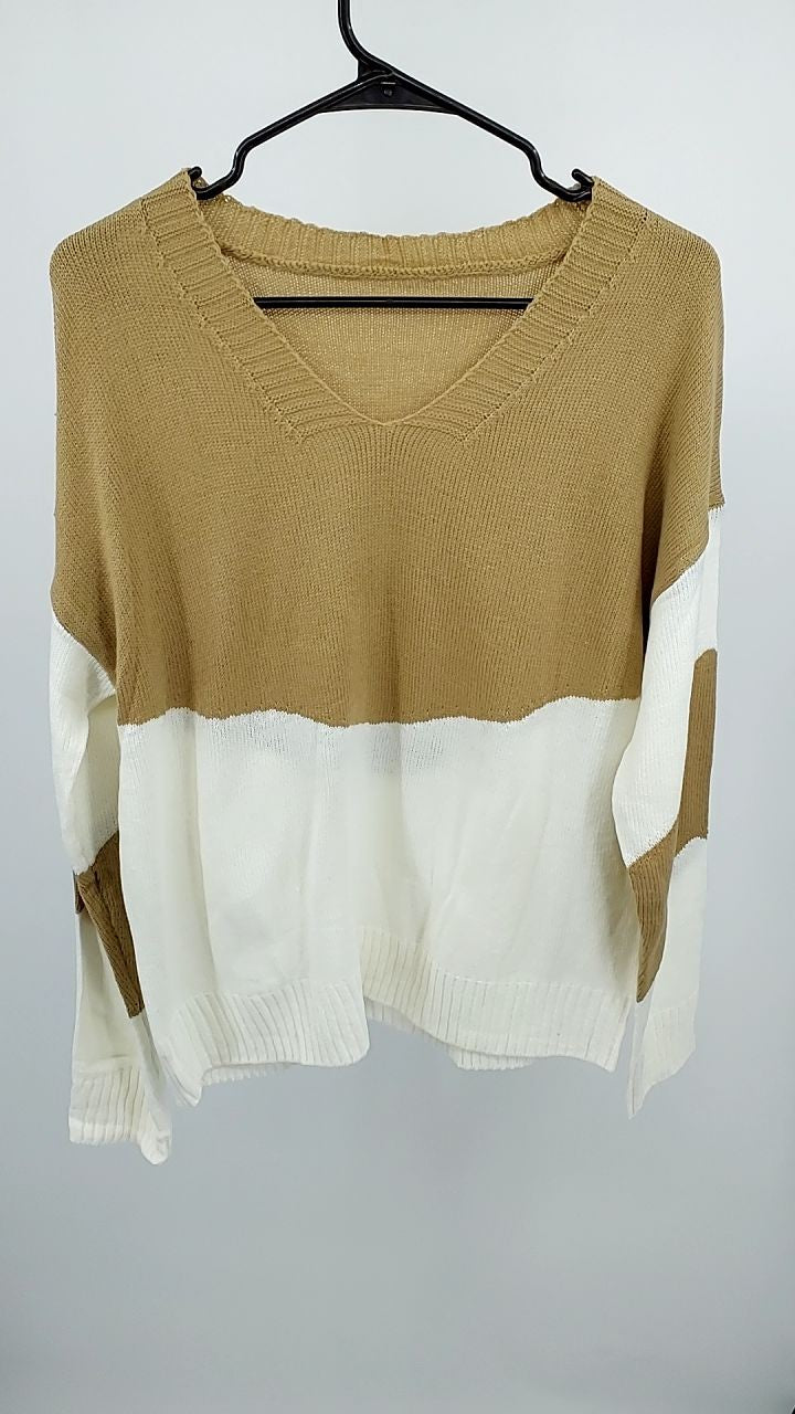 Color Block V-Neck Sweater