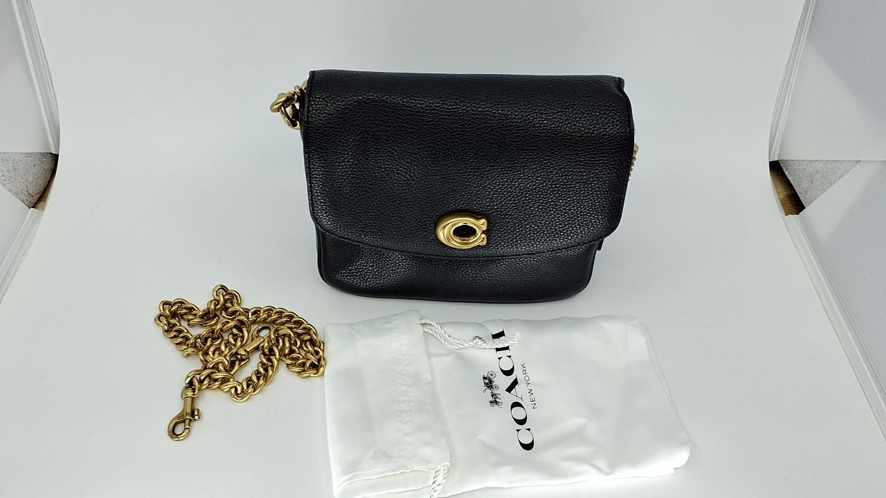 COACH Polished Pebbled Leather Cassie Crossbody 19, B4/Black, One Size