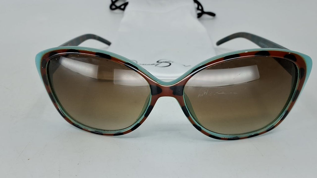 Jessica Simpson Women's Cat Eye Sunglasses, UV400, 56mm, Animal & Blue