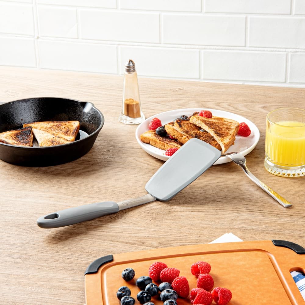 Comfy Grip 12 In Silicone Turner - Durable Gray Spatula for Cooking