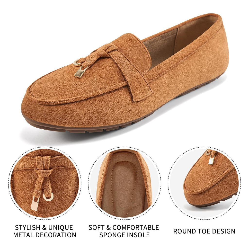 Size 8 Brown Slip On Loafers for Women - Casual & Comfortable,  9-9.5