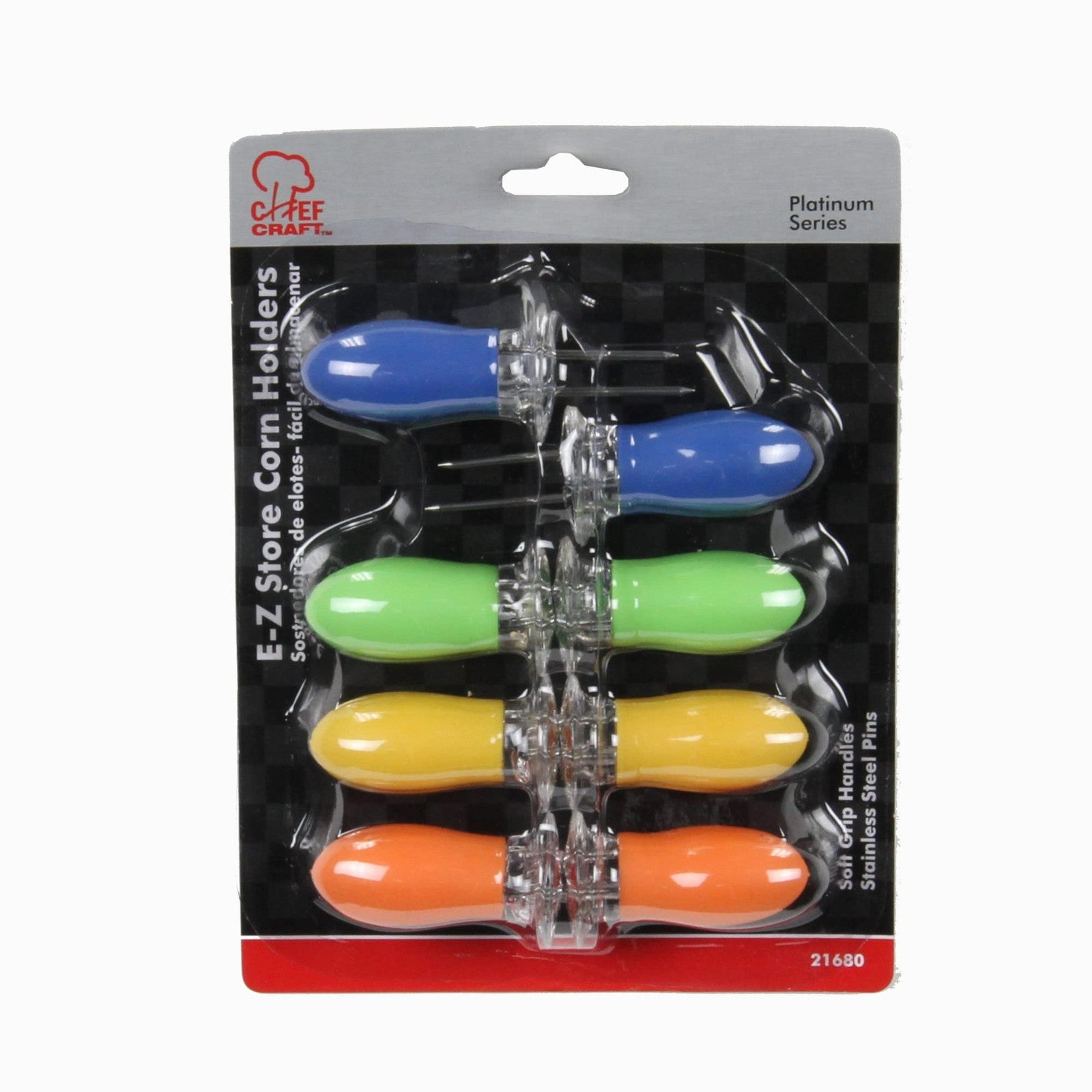 Chef Craft Jumbo Corn Holders, 8 Pc Set, Multi-Color, Dishwasher Safe