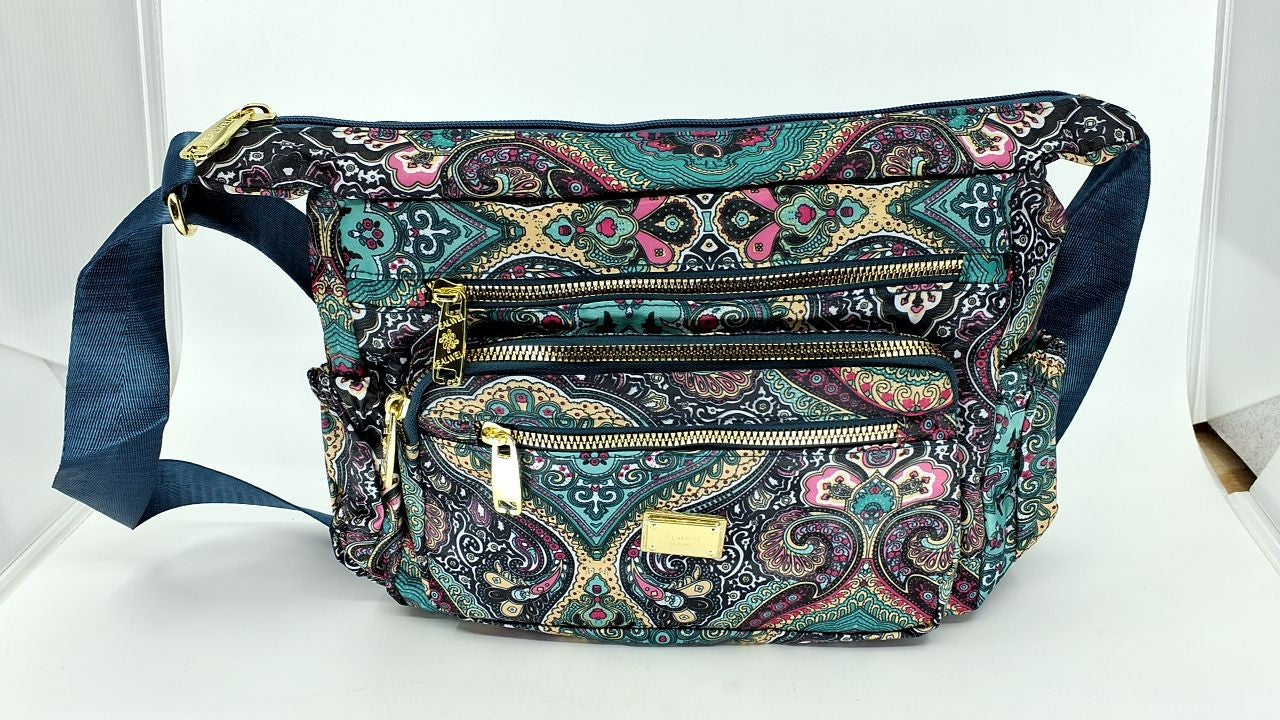 Pealwel Women's Crossbody Handbag, Lightweight Nylon, Black & Blue