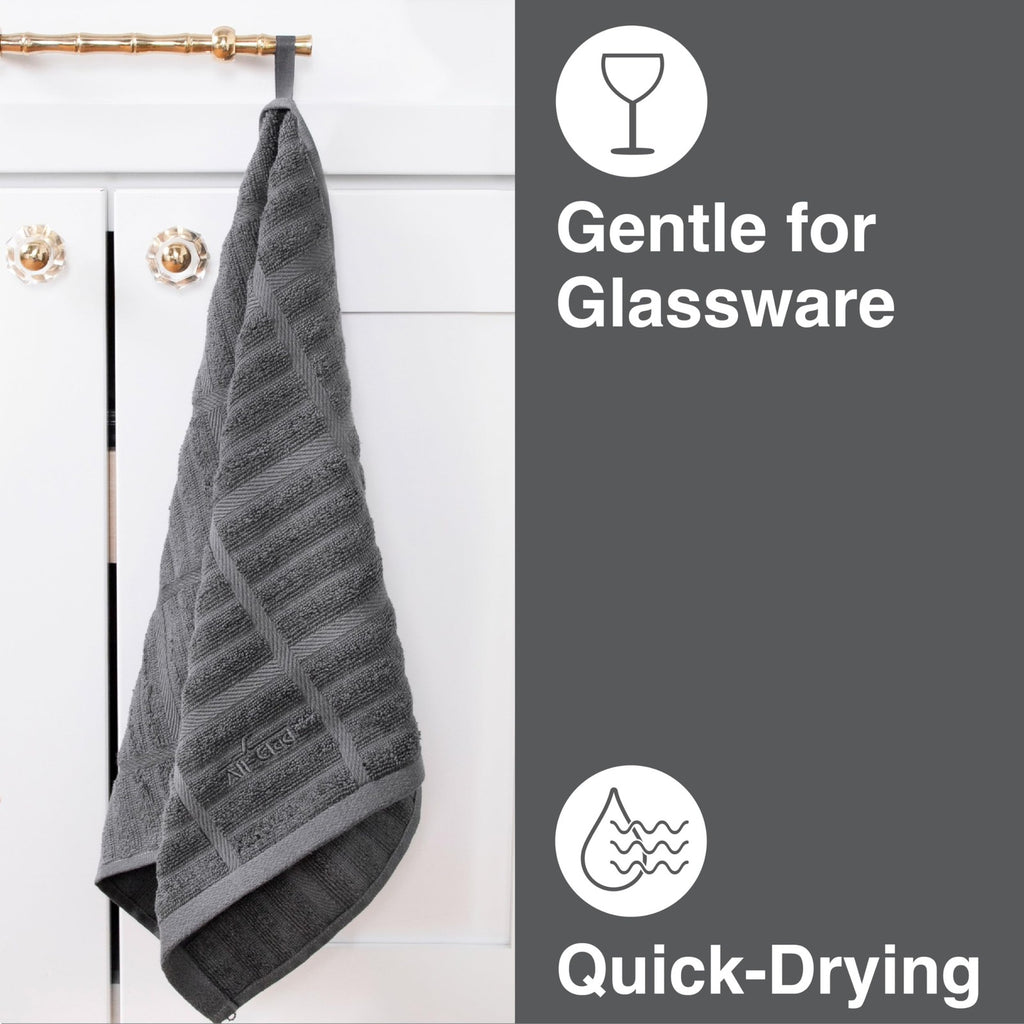 Highly Absorbent 17x30in Kitchen Towels 2-Pack Cotton Pewter