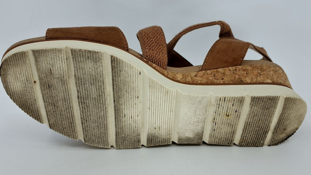 Dr. Scholl's Womens Just Cute Wedge Sandal Honey Brown Fabric 8 M