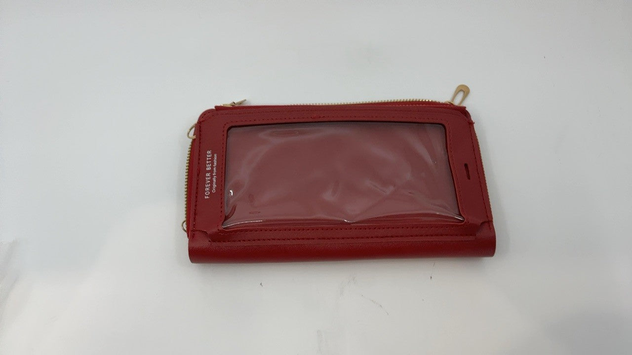 Red Faux Leather Small Crossbody Handbag for Women - Phone & Card Holder