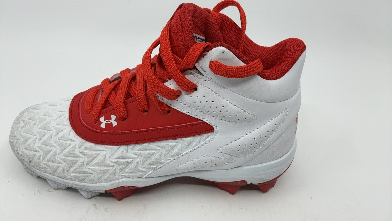 Under Armour Boys' Baseball Cleats Leadoff Mid RM JR 3.0 Red/White 1