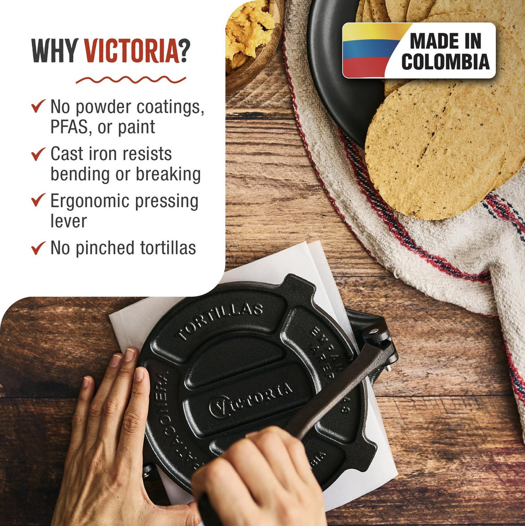 Victoria Cast Iron Tortilla Press 6.5 In Black Manual Maker