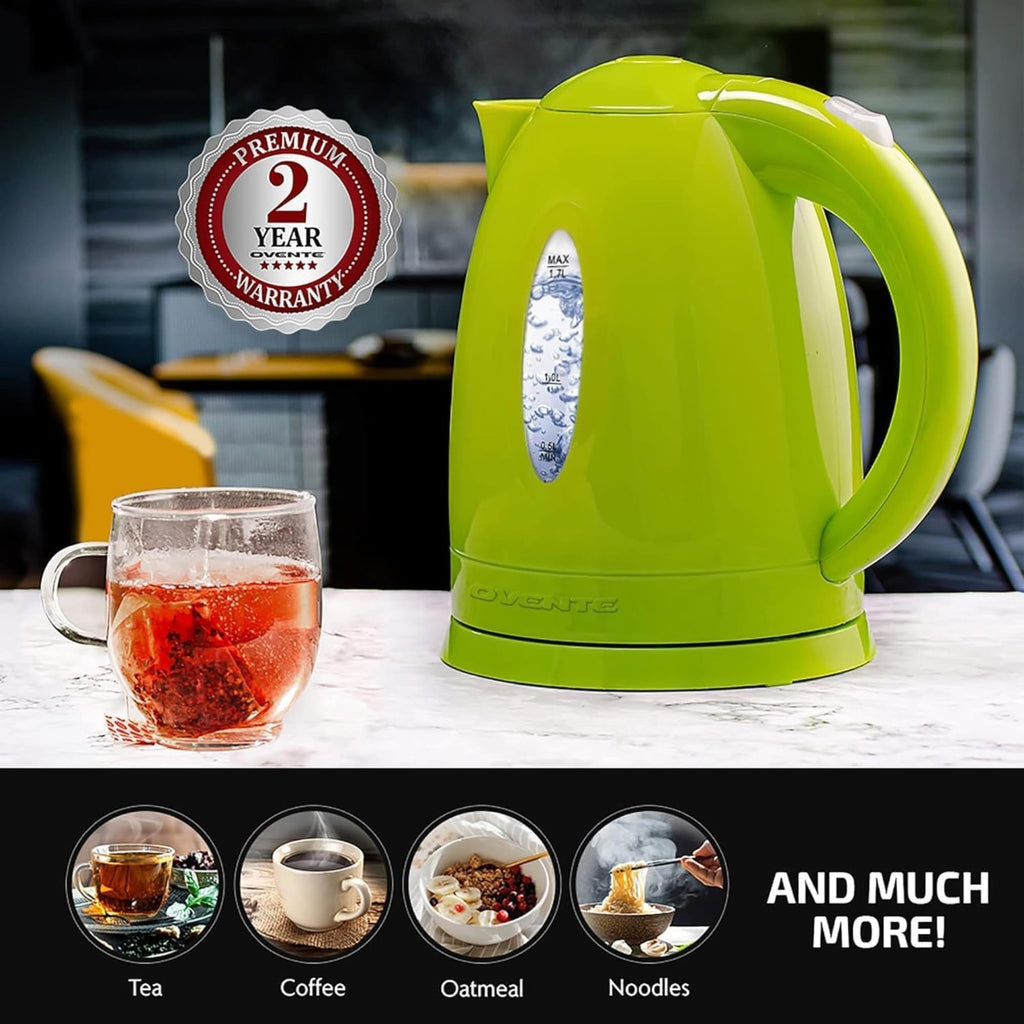 OVENTE 1.7L Electric Kettle Green, BPA-Free, Auto Shut-Off, Removable Filter
