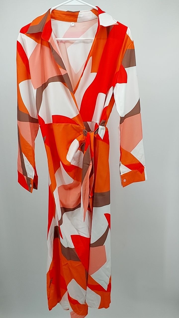 Printed Collared Neck Shirt Dress