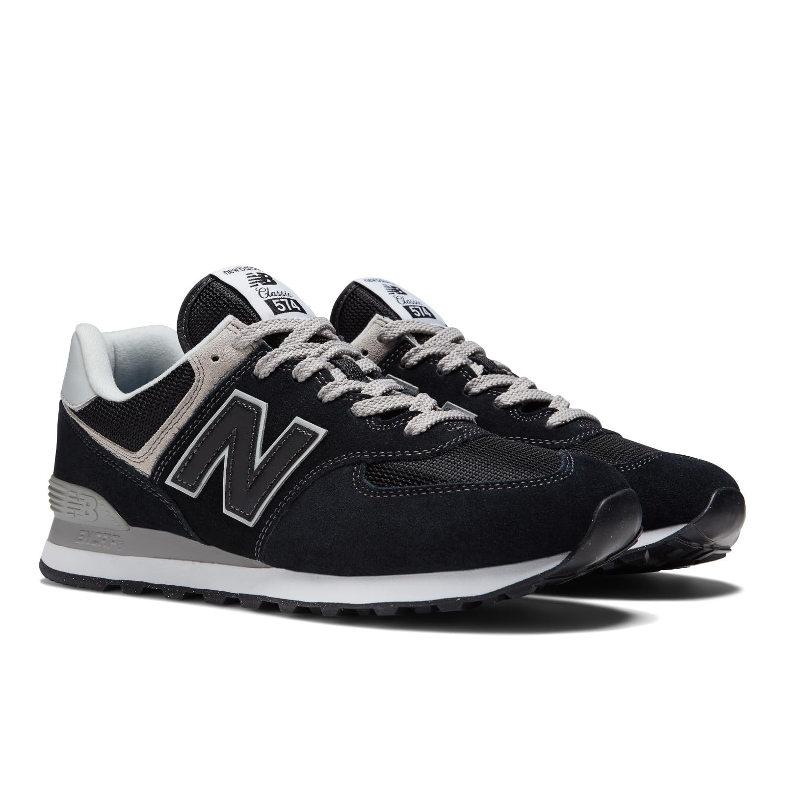 New Balance Men's 574 Core Sneaker, Black/White, 11 Wide