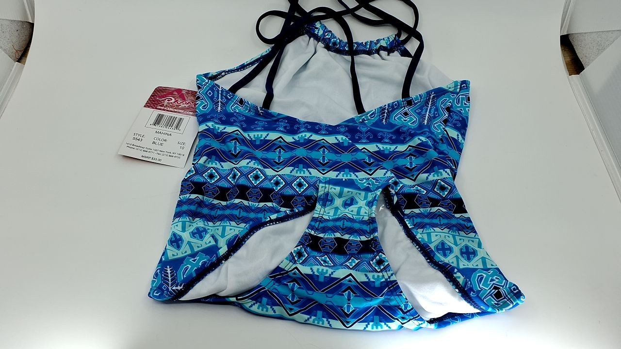 Kanu Surf Girls' Big Mahina Halter Beach Sport 1-Piece Swimsuit, Blue, 10