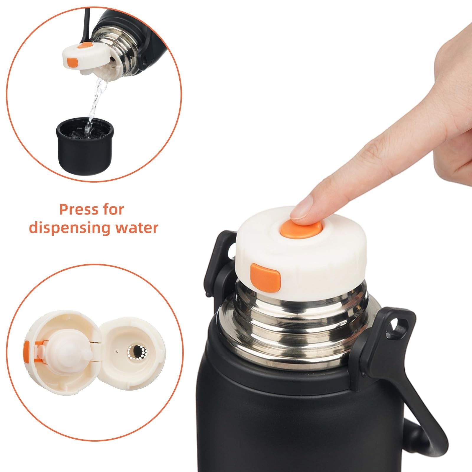 Konokyo 40 OZ Vacuum Water Bottle, Black, Stainless Steel