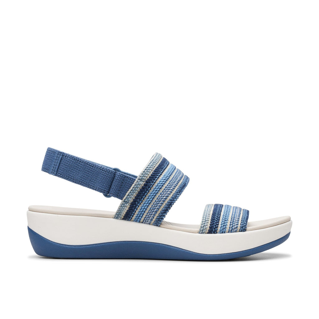 Clarks Women's Arla Stroll Flat Sandal, Blue Combi, 11