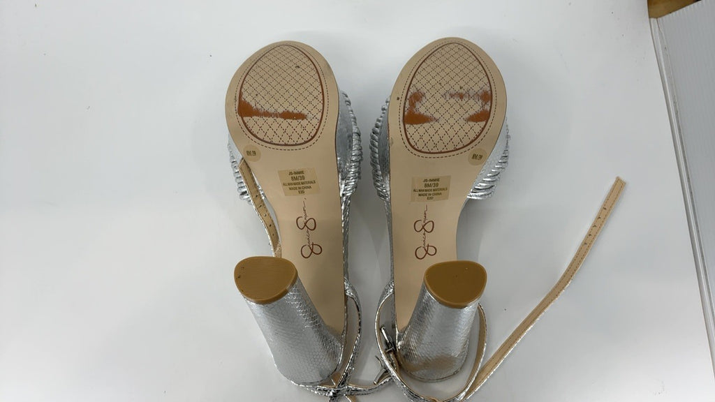 Jessica Simpson Women's Immie Platform Sandal Heeled, Silver, 8