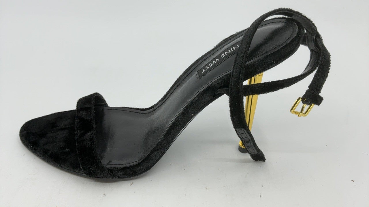 Nine West Women's Reina2 Heeled Sandal, Black Velvet 005, 8
