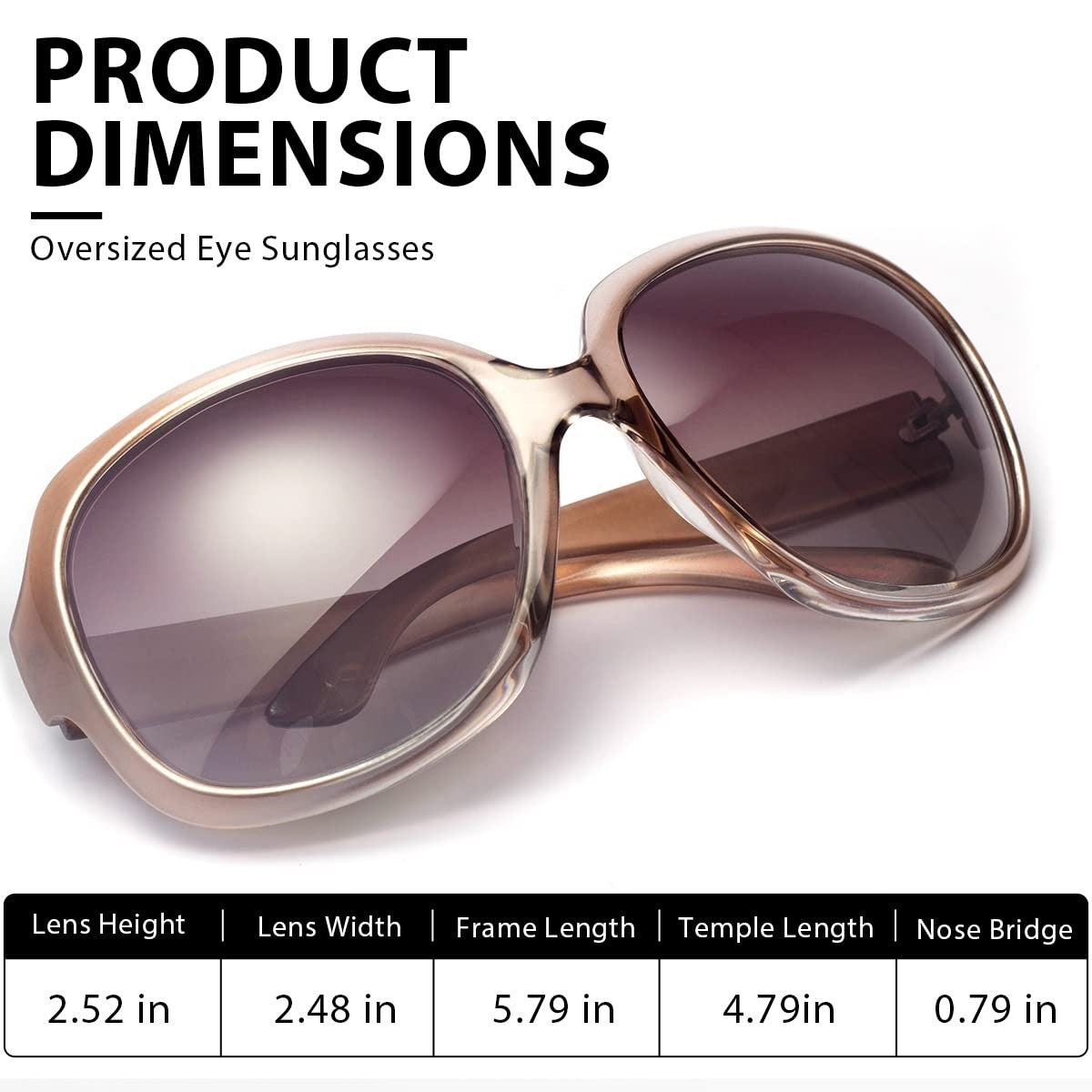 UV400 Polarized Sunglasses for Women, AkoaDa Champagne Style