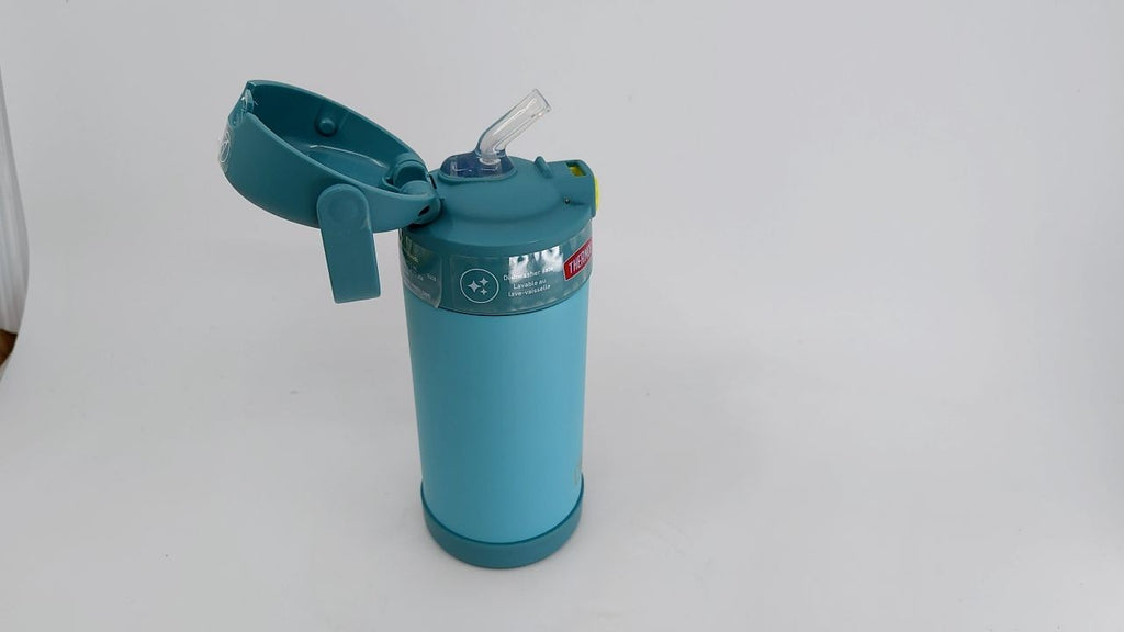 12oz THERMOS FUNtainer Kids Water Bottle w/ Straw, Blue/Green, **lock broken**