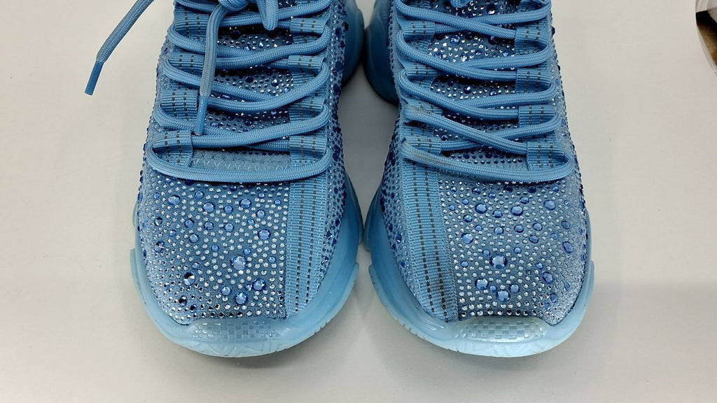Steve Madden Women's Maxima Sneaker, Blue Rhinestone, 9.5