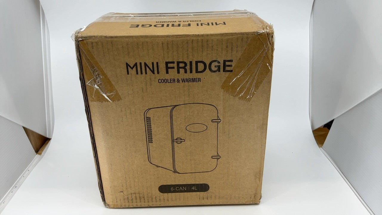 4L Pink Mini Fridge w/ Observation Window, Portable AC/DC Beverage Cooler