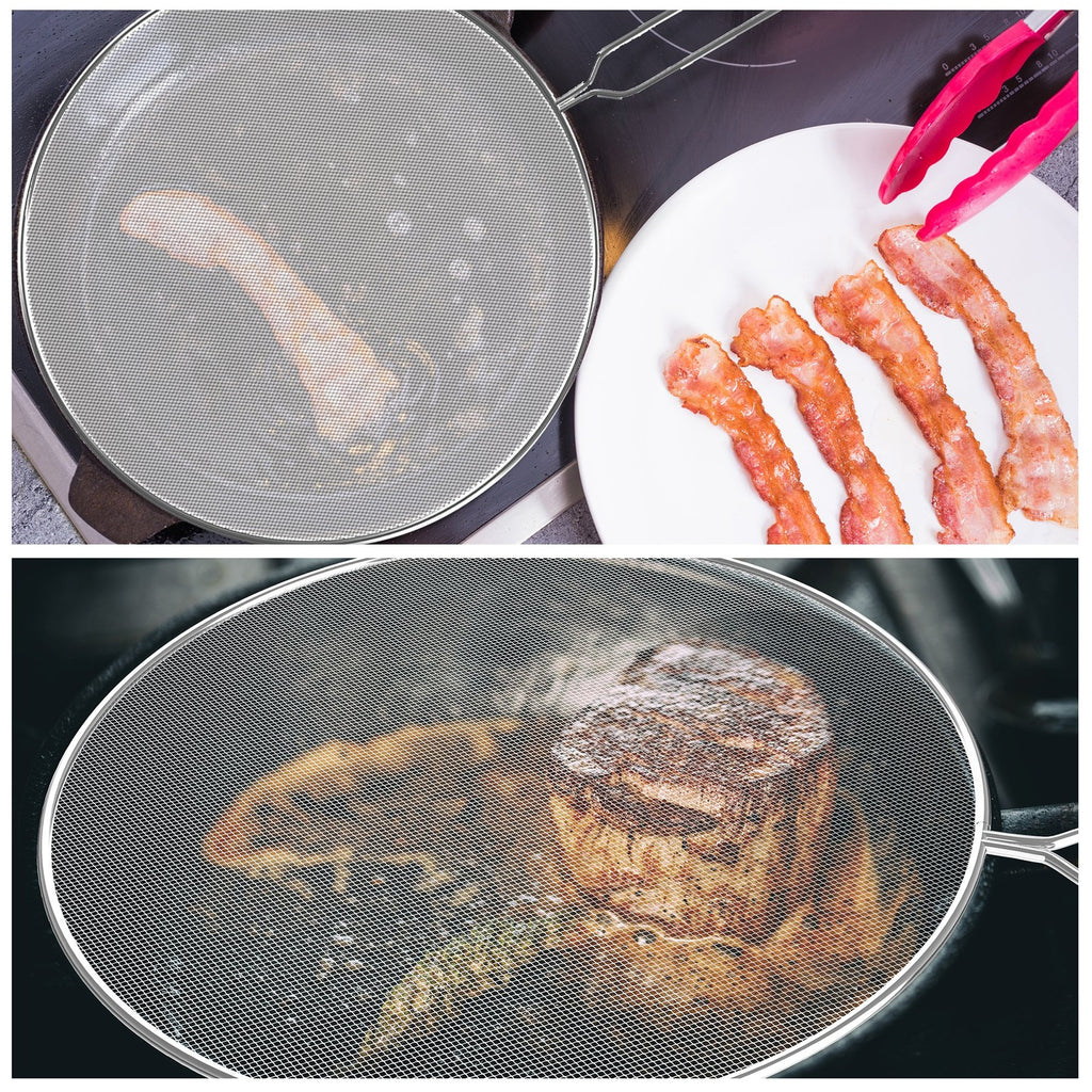 3-Piece Splatter Screen Set - Stainless Steel Grease Guard for Cooking