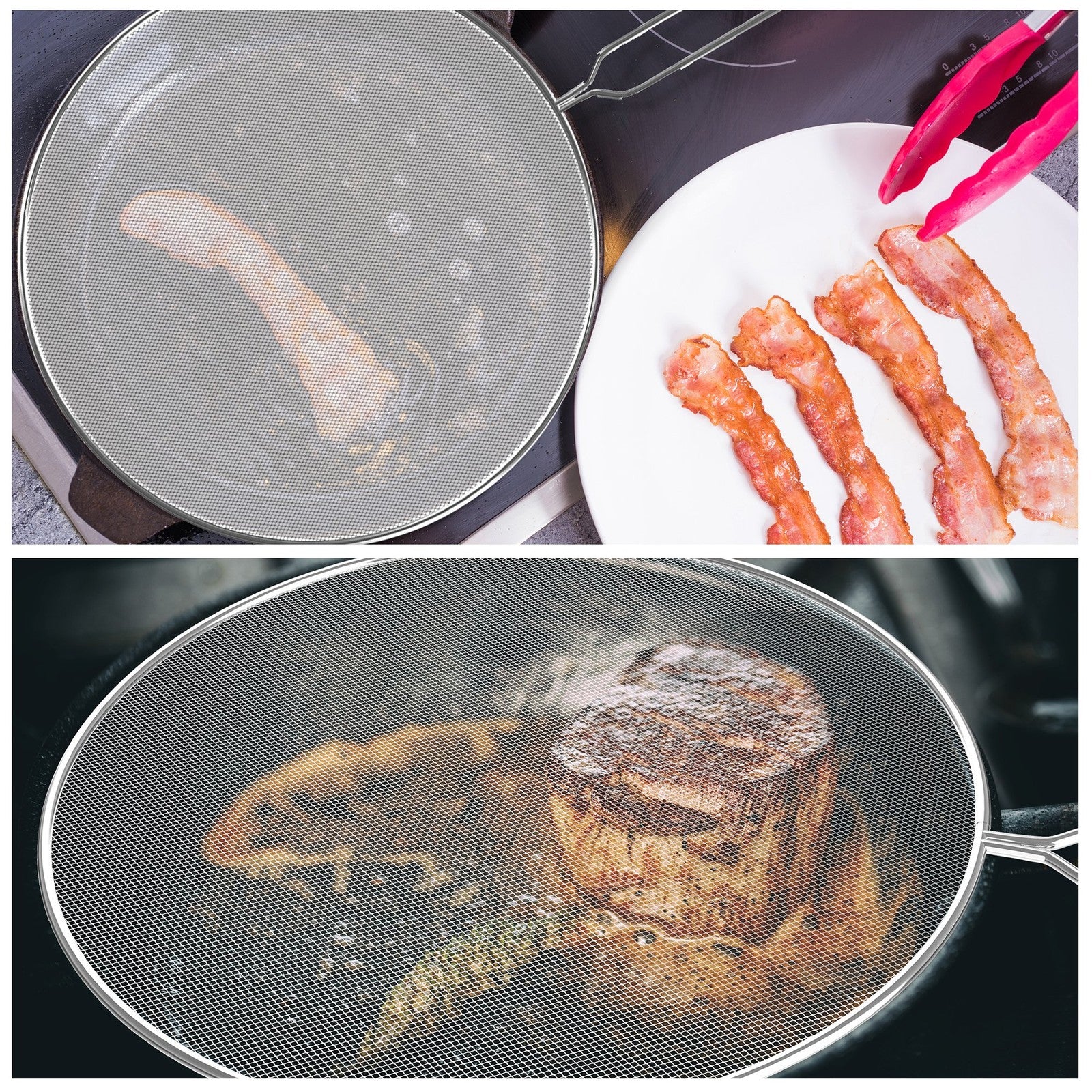 3-Piece Splatter Screen Set - Stainless Steel Grease Guard for Cooking