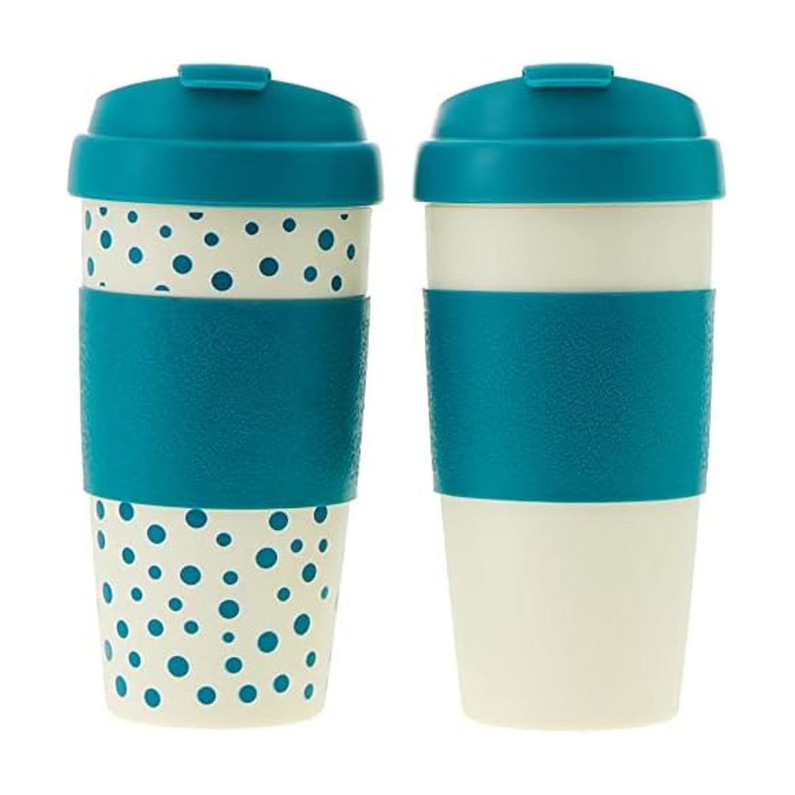 Copco Set of 2 Insulated Travel Mugs 16oz White/Teal Double Wall
