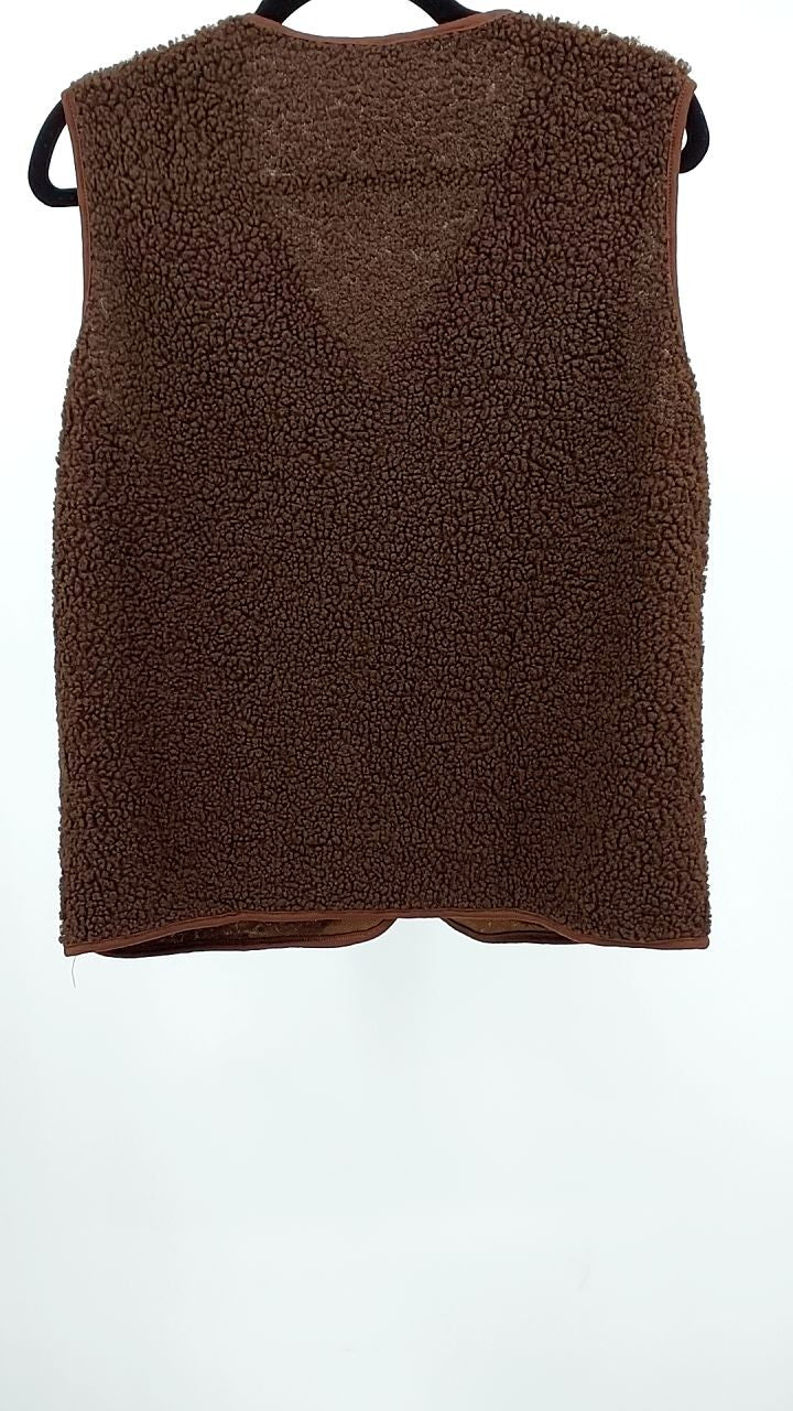 Full Size Cozy Sherpa Fleece Button-Up Vest Coat with Pockets Plus Size