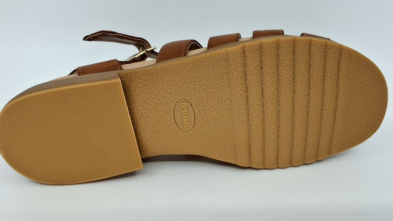 Dr. Scholl's Shoes Womens A OK Flat Sandal Brown Smooth 9.5 M