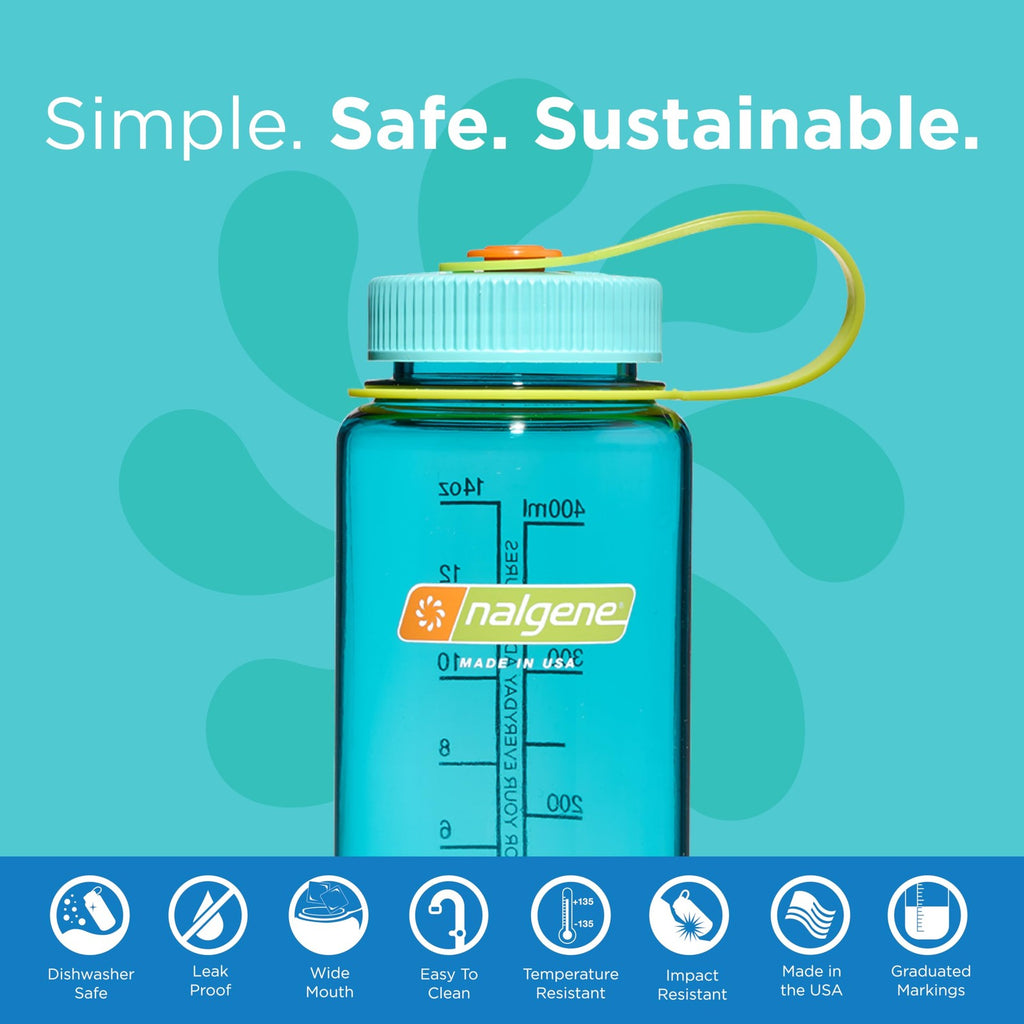 Nalgene Sustain 16 Oz Wide Mouth Water Bottle Cerulean BPA-Free