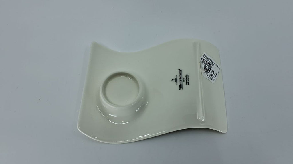 NewWave Cafe Espresso Saucer Plate 6.5x5 in, White Porcelain