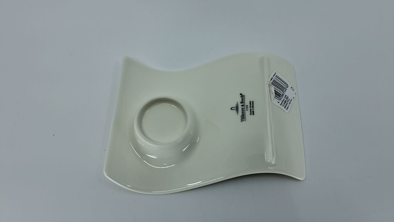 NewWave Cafe Espresso Saucer Plate 6.5x5 in, White Porcelain