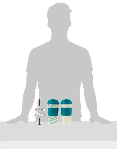 Copco Set of 2 Insulated Travel Mugs 16oz White/Teal Double Wall